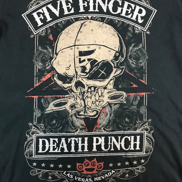 Five Finger Death Punch Las Vegas Nevada Men’s Heavy Metal Rock Band Shirt Sz L - Picture 2 of 4